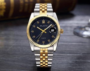 2018 WLISTH Luxury Gold Watch Lady Men Lover Stainless Steel Quartz Waterproof Male Wristwatches for men Analog Auto date clcok