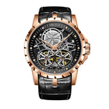 2019 OBLVLO Mens Military Watches Automatic Watches Waterproof Rose Gold Skeleton Watch Brown Leather Strap Montre Homme OBL3606