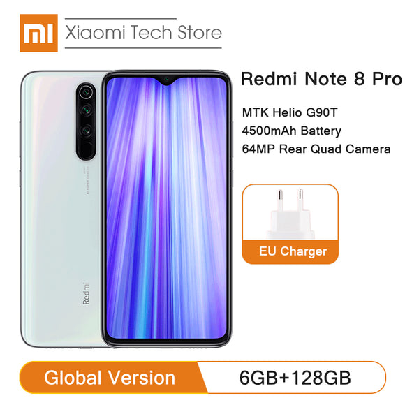 Global Version Xiaomi Redmi Note 8 Pro 6GB 128GB Smartphone 64MP Quad Camera Heilo G90T Octa Core Mobile Phone NFC 4500mAh