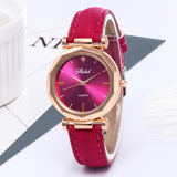 2020 Fashion Women Leather Watch Casual Luxury Analog Quartz Crystal Wristwatch Buckle Plastic Rhinestone Designer Ladies Clock