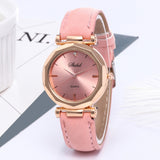 2020 Fashion Women Leather Watch Casual Luxury Analog Quartz Crystal Wristwatch Buckle Plastic Rhinestone Designer Ladies Clock